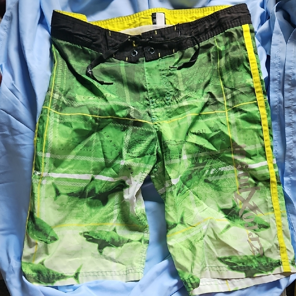 ZeroXposur Green and Yellow Board Shorts Swimwear